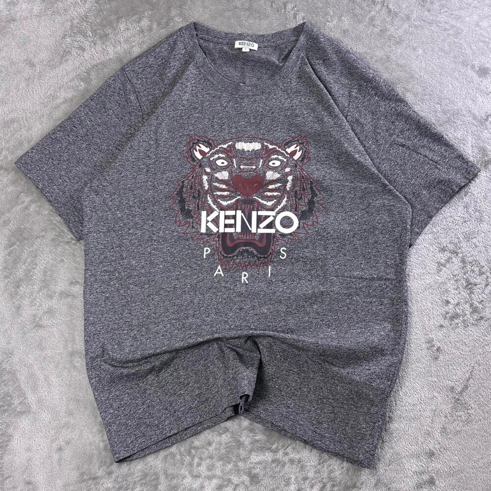 Kenzo Paris Tiger T Shirt Womens Large Gray Short Sleeve Logo Graphic Designer